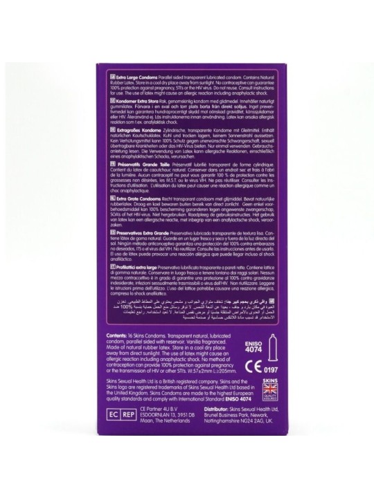 SKINS TAMANO XL PRESERVATIVOS PREMIUM PACK 16