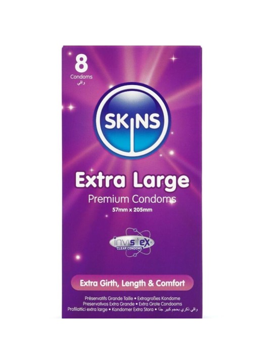 SKINS TAMANO XL PRESERVATIVOS PREMIUM PACK 8