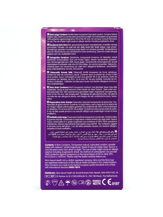 SKINS TAMANO XL PRESERVATIVOS PREMIUM PACK 8