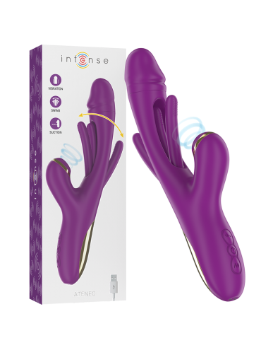 INTENSE ATENEO VIBRADOR MULTIFUNCION RECARGABLE 7 VIBRACIONES CON LENGUA OSCILANTE Y ONDAS ESTIMULADORAS MORADO