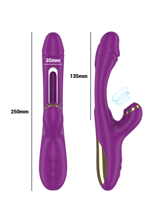 INTENSE ATENEO VIBRADOR MULTIFUNCION RECARGABLE 7 VIBRACIONES CON LENGUA OSCILANTE Y ONDAS ESTIMULADORAS MORADO