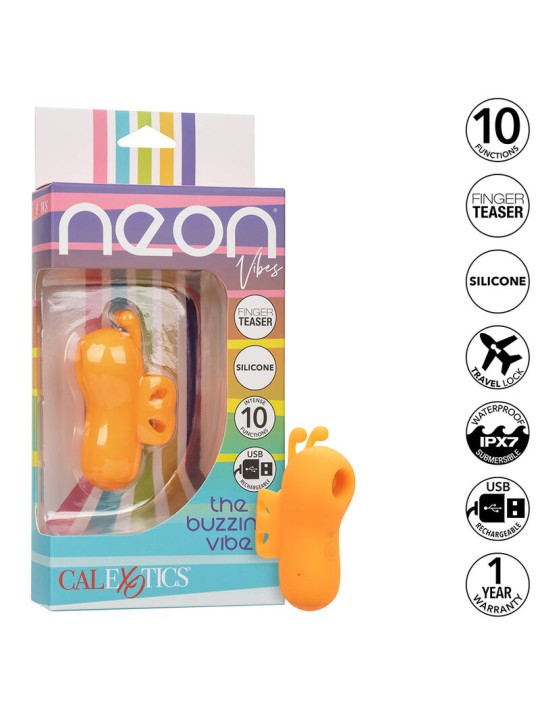 CALEXOTICS NEON VIBES THE BUZZING VIBE ESTIMULADOR DE DEDO 10 VIBRACIONES NARANJA
