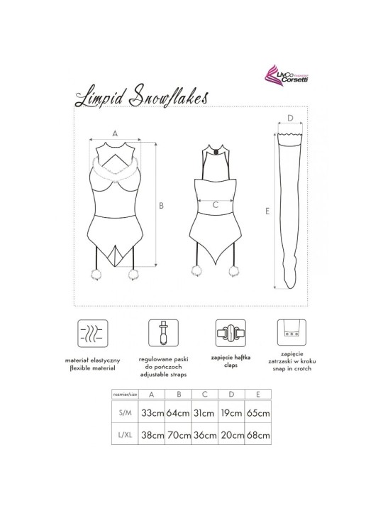 LIVCO CORSETTI FASHION LIMPID SNOWFLAKES LC 90604 BODY MEDIAS DIADEMA NAVIDENA S M