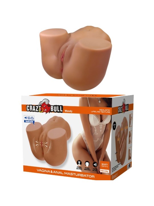 CRAZY BULL WENDY TRASERO FEMENINO REALISTA VIBRADOR SUCCIONADOR CON SONIDO 11 KG