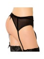 QUEEN LINGERIE TANGA CON LIGUERO DE ENCAJES NEGRO S M