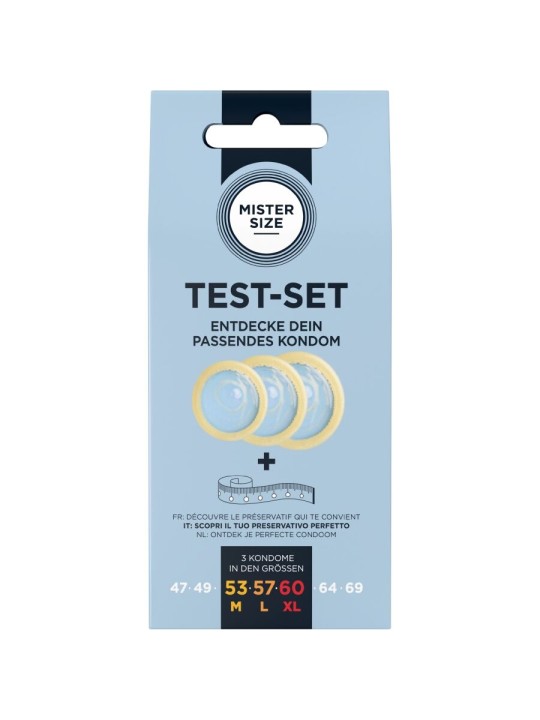 MISTER SIZE TEST SET 3 PRESERVATIVOS DIFERENTES TALLAS CINTA METRICA