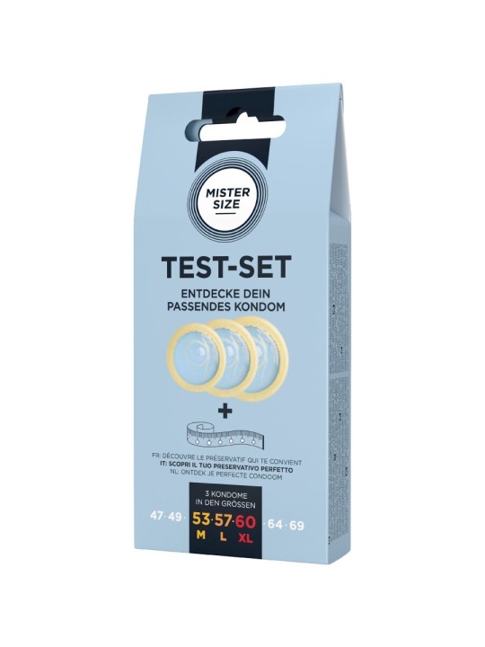 MISTER SIZE TEST SET 3 PRESERVATIVOS DIFERENTES TALLAS CINTA METRICA