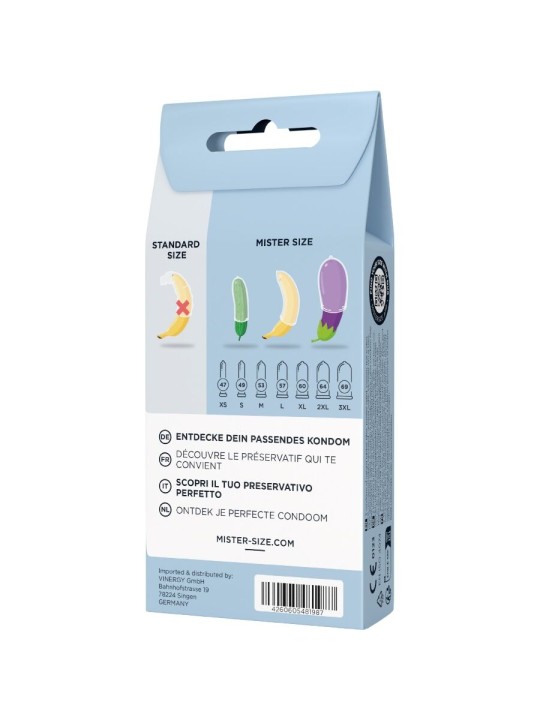 MISTER SIZE TEST SET 3 PRESERVATIVOS DIFERENTES TALLAS CINTA METRICA