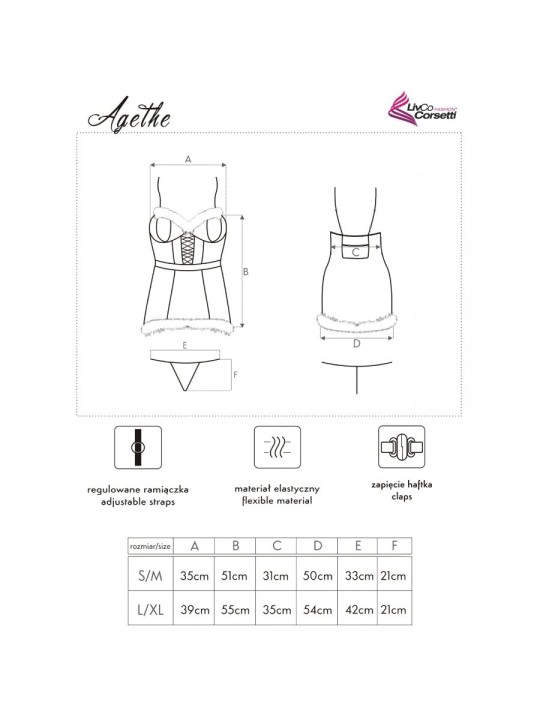 LIVCO CORSETTI FASHION AGETHE LC 90607 CAMISA TANGA GORRO NAVIDENO L XL