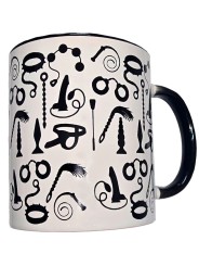 DIABLO PICANTE TAZA BLANCA BONDAGE ASA NEGRA 370 ML
