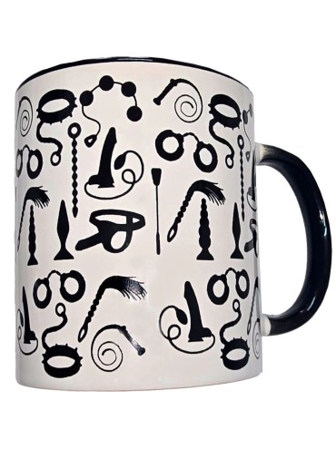 DIABLO PICANTE TAZA BLANCA BONDAGE ASA NEGRA 370 ML