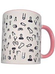 DIABLO PICANTE TAZA BLANCA PENES ASA ROSA 370 ML