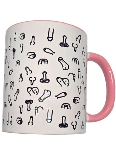 DIABLO PICANTE TAZA BLANCA PENES ASA ROSA 370 ML