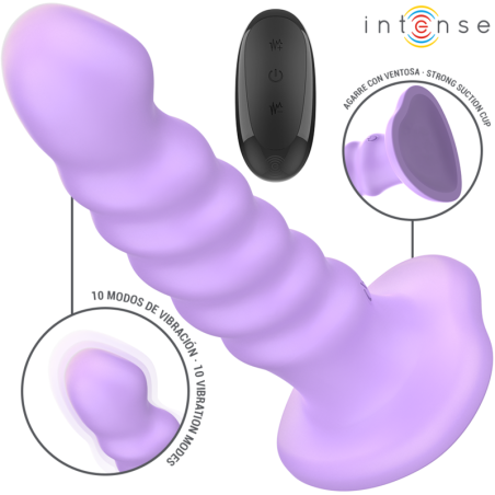 INTENSE BRENDA VIBRADOR TALLA M DISENO EN ESPIRAL 10 VIBRACIONES MORADO CONTROL REMOTO
