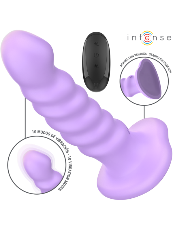 INTENSE BRENDA VIBRADOR TALLA M DISENO EN ESPIRAL 10 VIBRACIONES MORADO CONTROL REMOTO
