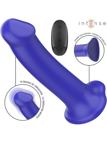 INTENSE VICTORIA VIBRADOR CON VENTOSA 10 VIBRACIONES AZUL OSCURO CONTROL REMOTO