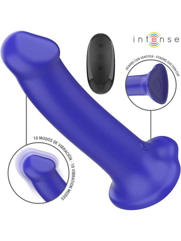 INTENSE VICTORIA VIBRADOR CON VENTOSA 10 VIBRACIONES AZUL OSCURO CONTROL REMOTO