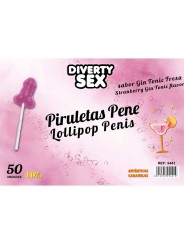DIABLO GOLOSO 50 PIRULETAS PENE GIN TONIC FRESA 10 ALCOHOL