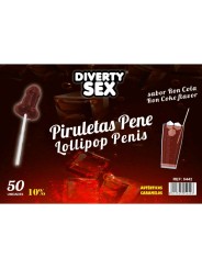 DIABLO GOLOSO 50 PIRULETAS PENE RON COLA 10 ALCOHOL