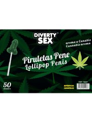 DIABLO GOLOSO 50 PIRULETAS PENE AROMA CANNABIS