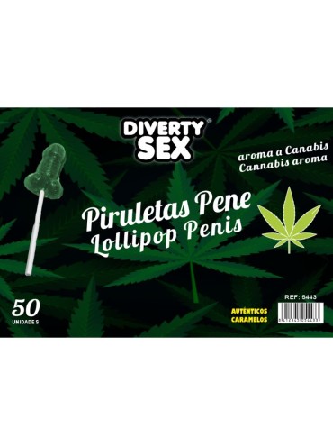 DIABLO GOLOSO 50 PIRULETAS PENE AROMA CANNABIS