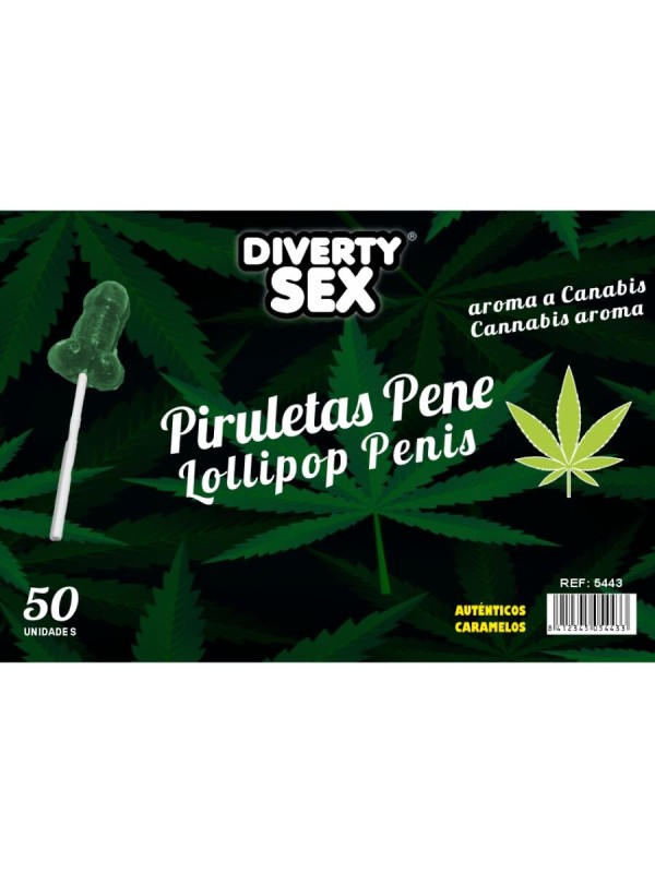 DIABLO GOLOSO 50 PIRULETAS PENE AROMA CANNABIS