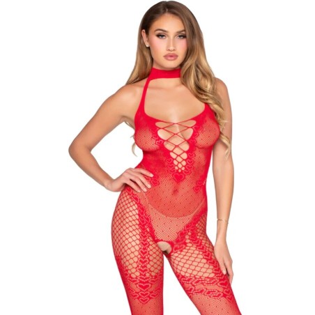 LEG AVENUE 89336 BODYSTOCKING SIN ENTREPIERNA ROJO TALLA UNICA