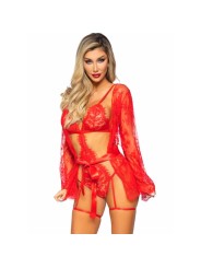 LEG AVENUE SET BODY BATA DE LIGUERO ROJO