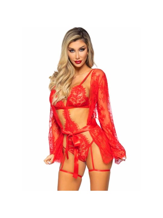 LEG AVENUE SET BODY BATA DE LIGUERO ROJO