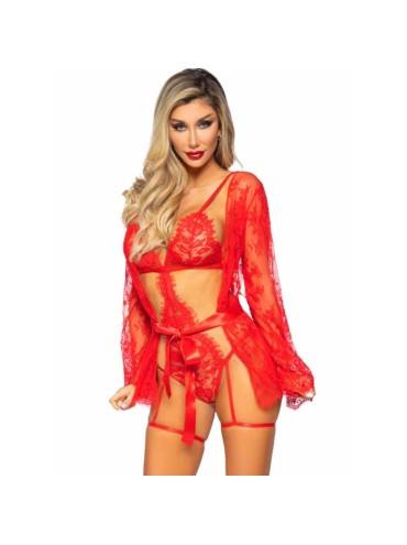 LEG AVENUE SET BODY BATA DE LIGUERO ROJO