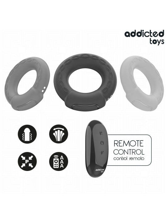 ADDICTED TOYS ANILLO PENE VIBRADOR EFECTO CALOR CONTROL REMOTO