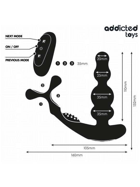 ADDICTED TOYS MASAJEADOR PROSTATICO ROTATORIO CONTROL REMOTO