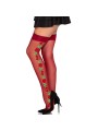 LEG AVENUE 1957 MEDIAS DE LIGUERO CON FLORES ROJAS TALLA UNICA