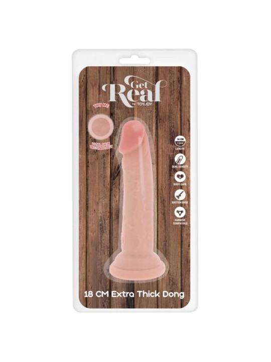 GET REAL DILDO DELUXE DONG GRUESO DE DOBLE DENSIDAD TPE 18 CM