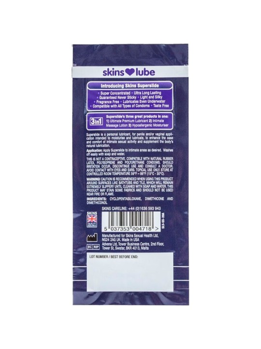 SKINS SUPERSLIDE LUBRICANTE BASE DE SILICONA MONODOSIS 5 ML