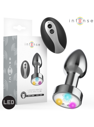 INTENSE PLUG ANAL TALLA S DE METAL VIBRADOR CON LUCES LED MULTICOLOR Y CONTROL REMOTO