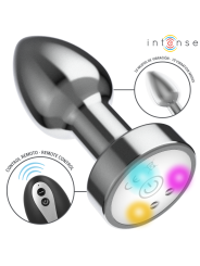 INTENSE PLUG ANAL TALLA S DE METAL VIBRADOR CON LUCES LED MULTICOLOR Y CONTROL REMOTO