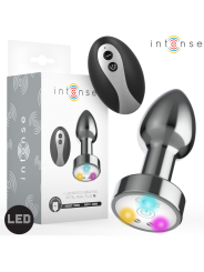INTENSE PLUG ANAL TALLA M DE METAL VIBRADOR CON LUCES LED MULTICOLOR Y CONTROL REMOTO