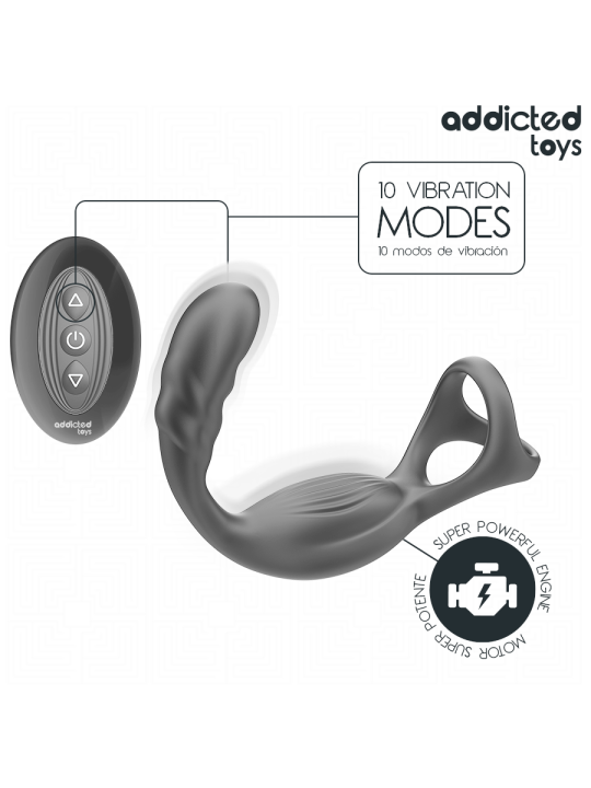ADDICTED TOYS ANILLO DOBLE VIBRADOR PROSTATICO CONTROL REMOTO