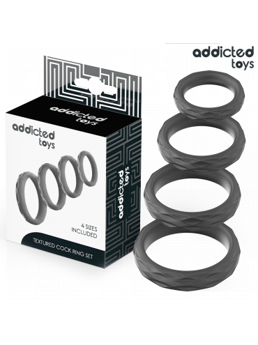 ADDICTED TOYS SET ANILLOS PENE TEXTURIZADOS 4 TAMANOS
