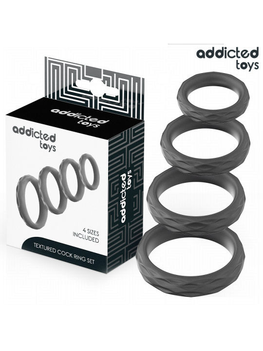 ADDICTED TOYS SET ANILLOS PENE TEXTURIZADOS 4 TAMANOS
