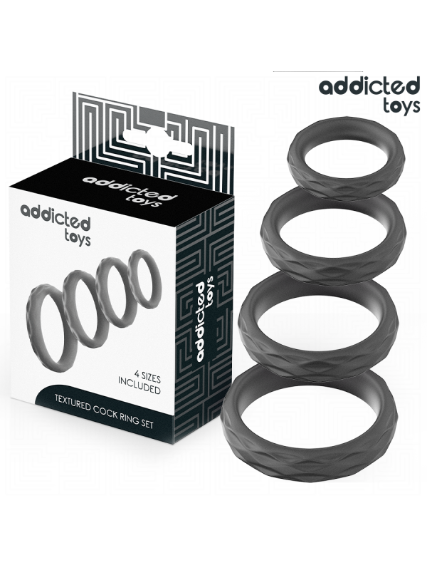 ADDICTED TOYS SET ANILLOS PENE TEXTURIZADOS 4 TAMANOS
