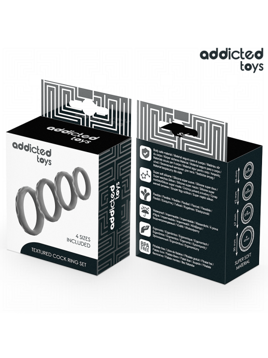 ADDICTED TOYS SET ANILLOS PENE TEXTURIZADOS 4 TAMANOS