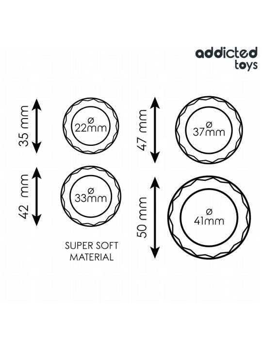 ADDICTED TOYS SET ANILLOS PENE TEXTURIZADOS 4 TAMANOS