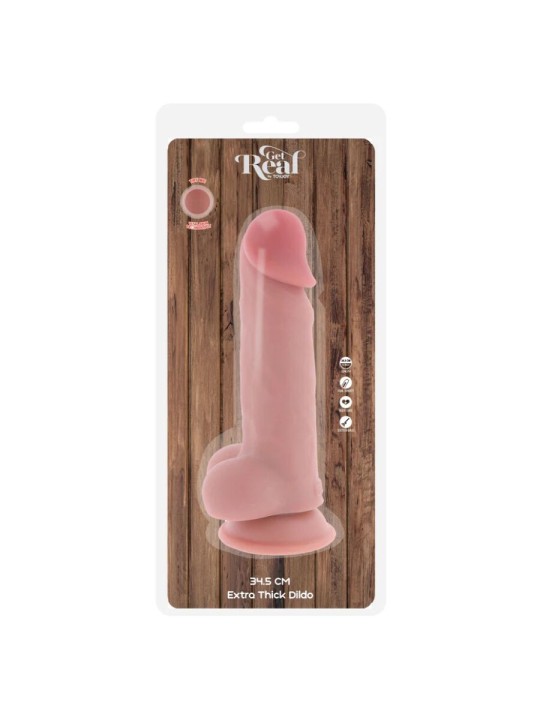 GET REAL PENE REALISTICO DELUXE CON TESTICULOS EXTRA GRUESO 345 CM
