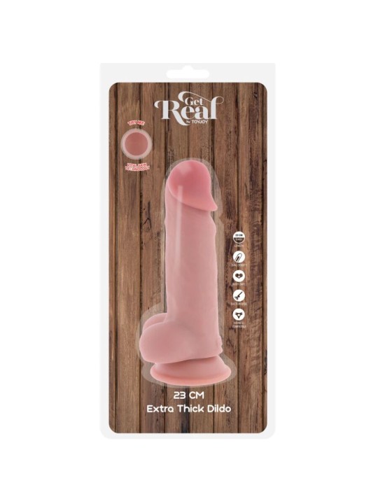 GET REAL PENE REALISTICO DELUXE CON TESTICULOS EXTRA GRUESO 23 CM