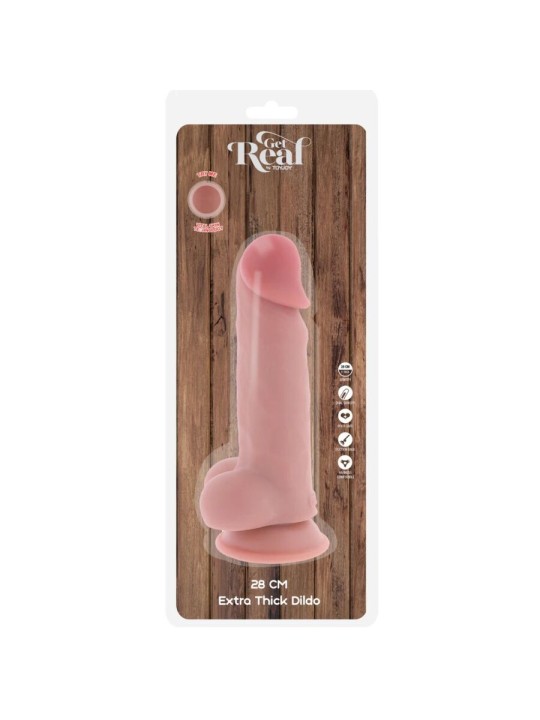 GET REAL PENE REALISTICO DELUXE CON TESTICULOS EXTRA GRUESO 28 CM