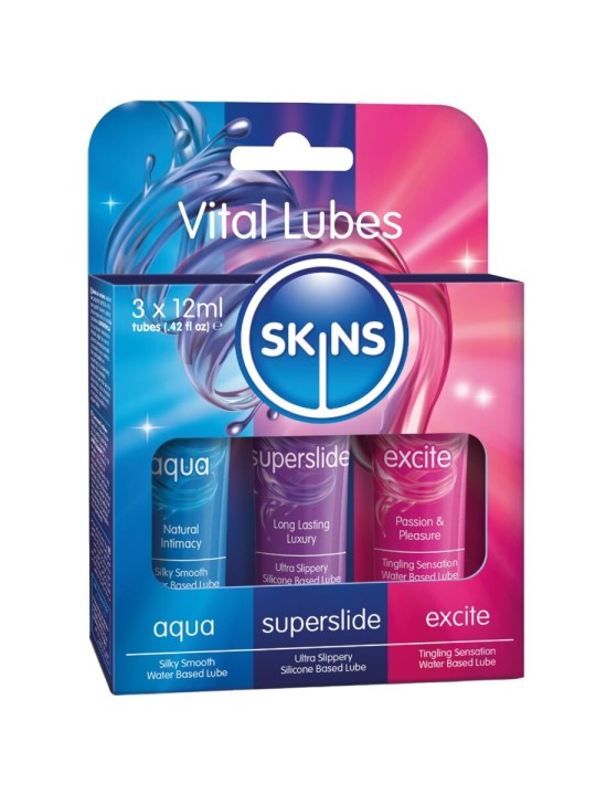 SKINS VITAL LUBES KIT LUBRICANTES AQUA SUPERSLIDE EXCITE 3 x 12 ML
