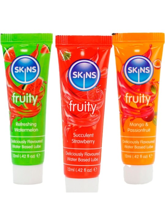 SKINS FRUITY LUBES KIT LUBRICANTES SANDIA FRESA MANGO 3 x 12 ML