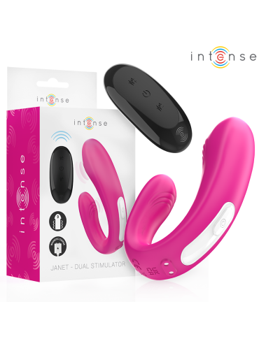 INTENSE JANET ESTIMULADOR Y VIBRADOR DUAL EN FORMA DE U CON CONTROL REMOTO ROSA